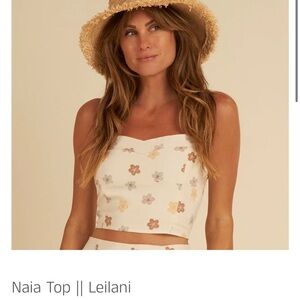 NWT Rylee + Cru Naia Leilani Cream Floral Crop Top Size XL